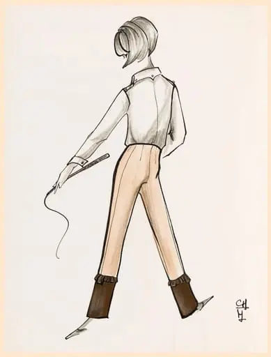 Pantalon rose et bas de la jambe marron