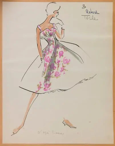 Robe à bretelles à motif foral rose, by Marie-Louise Carven