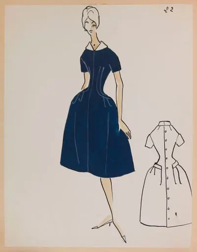 Robe à manches courtes bleu marine, by Marie-Louise Carven