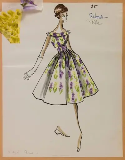 Robe à motif floral jaune et violet, by Marie-Louise Carven