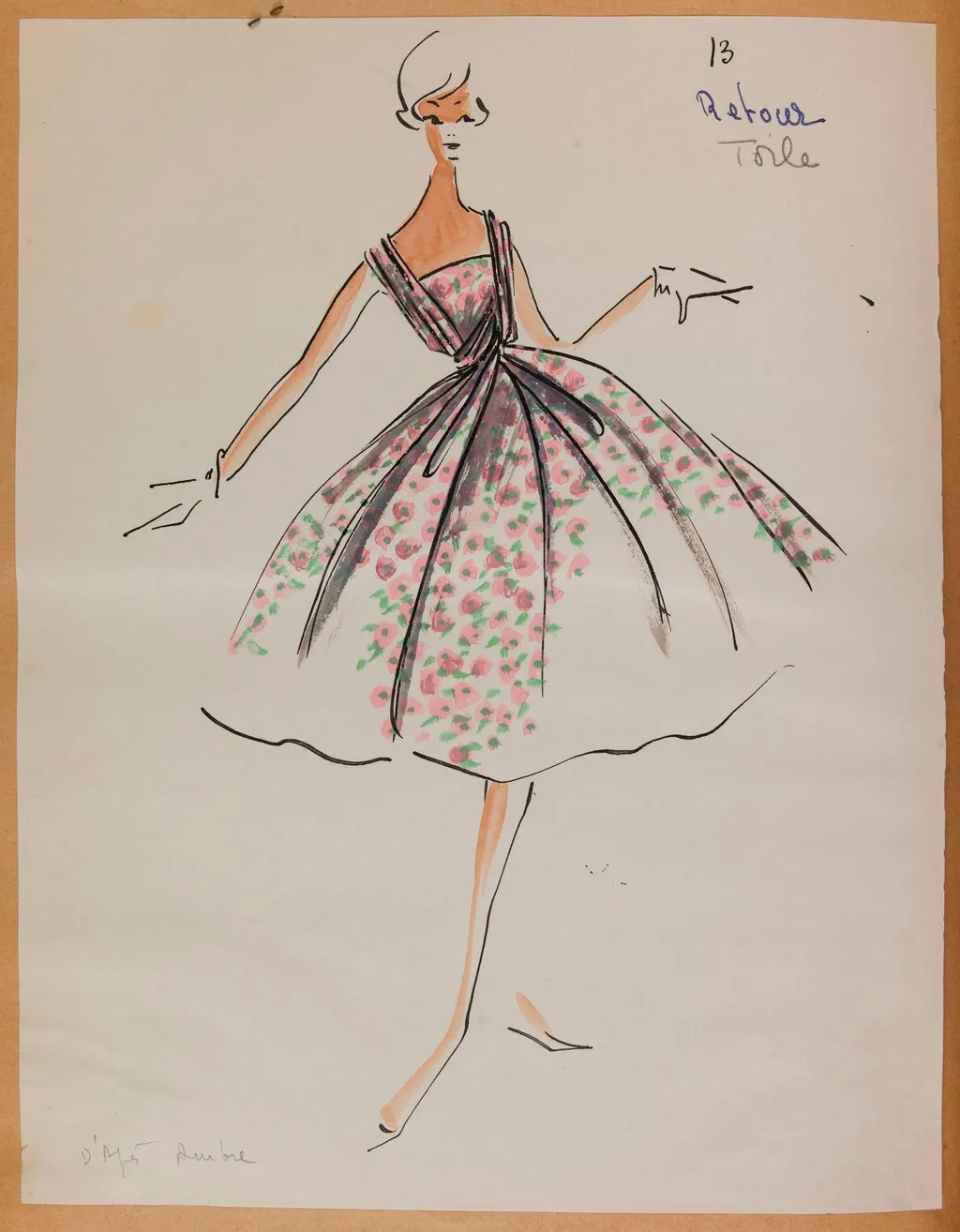 Robe à motif floral rose, by Marie-Louise Carven, 1957