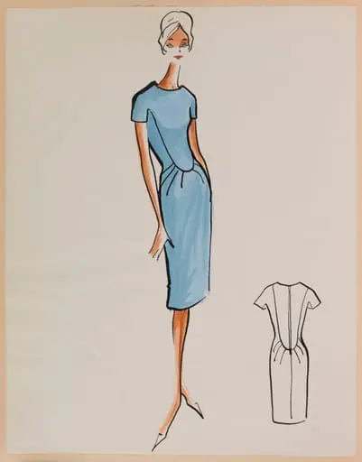 Robe ajustée bleu ciel, by Marie-Louise Carven