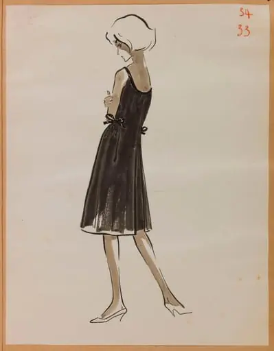 Robe noire nouée sur les hanches, by Marie-Louise Carven