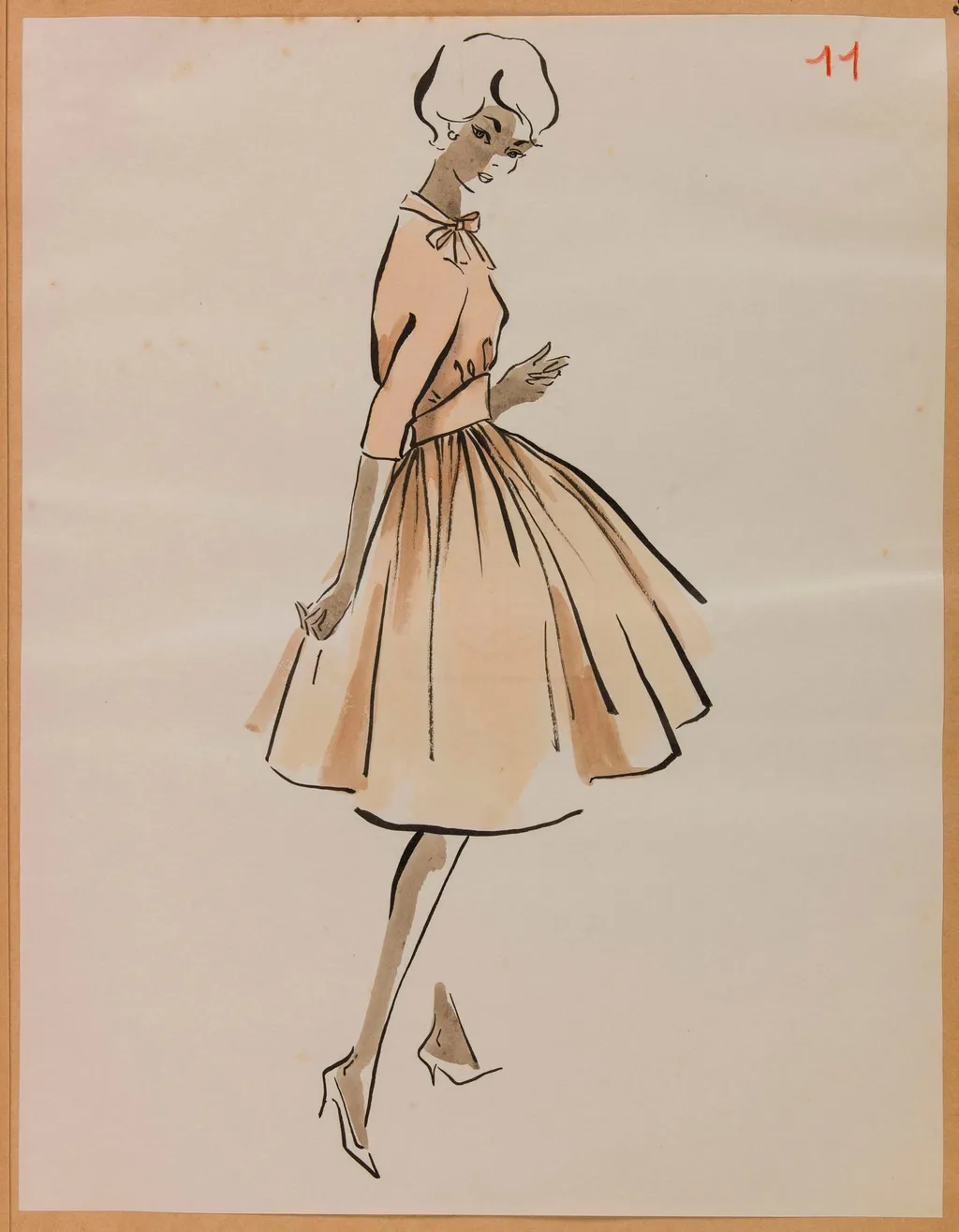Robe rose pâle à jupe bouffante, by Marie-Louise Carven, 1957