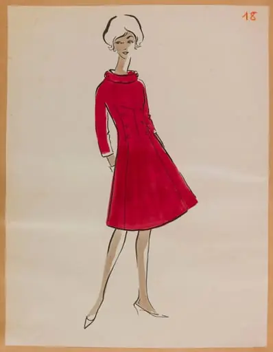 Robe vermillon, by Marie-Louise Carven