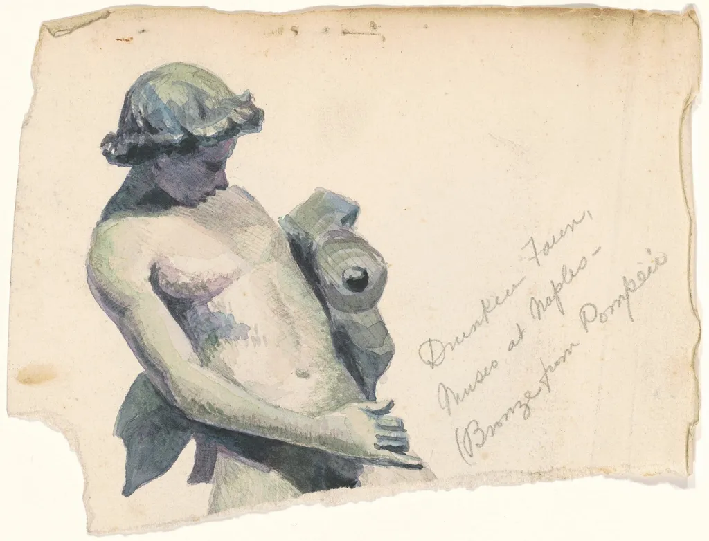 Drunken Faun, Museo at Naples, by Marietta Minnigerode Andrews, graphite, 1892