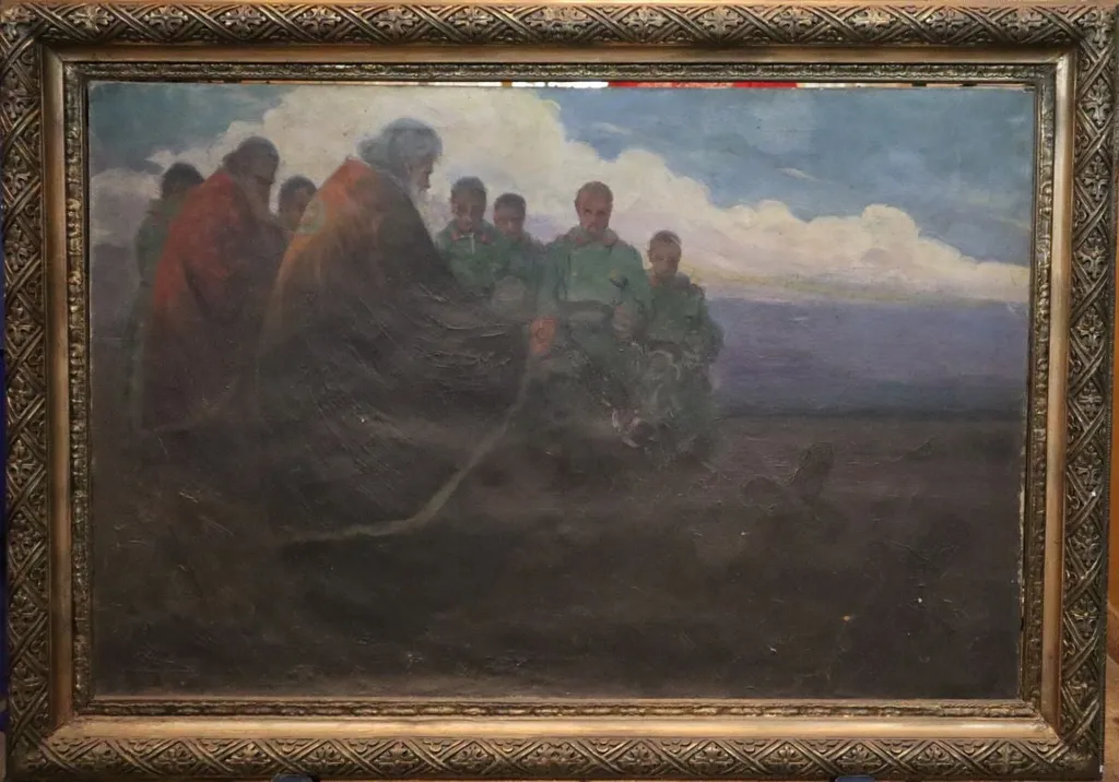 Slujbă religioasă de pe front, by Marin Haralambie Georgescu, unspecified