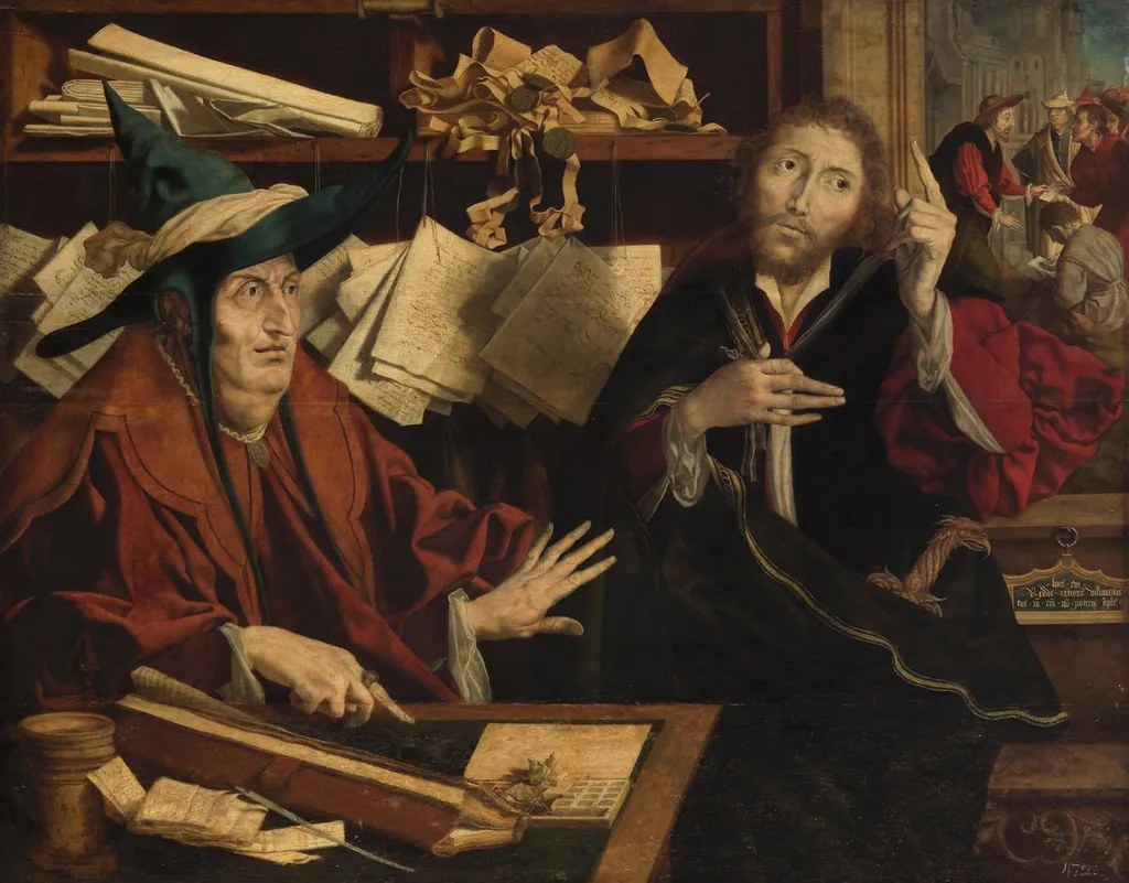 Parable of the unjust steward, by Marinus van Reymerswaele, oil, 1540