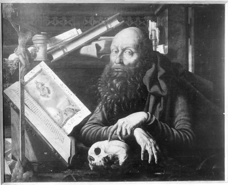 Saint Jerome, by Marinus van Reymerswaele, oil, 1528