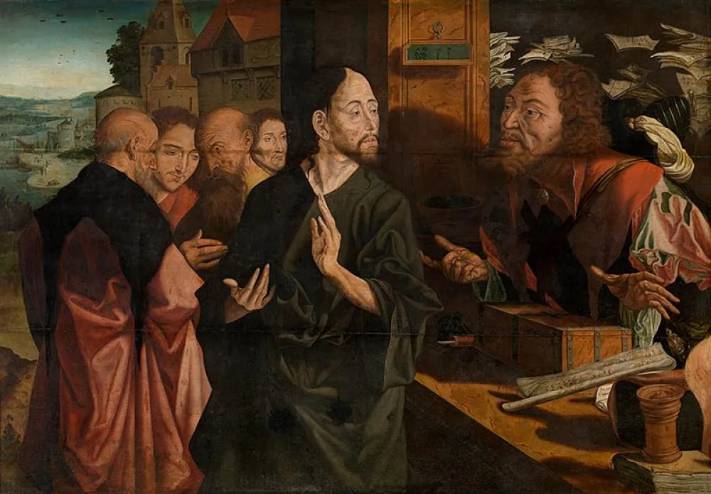 The Calling of Saint Matthew, by Marinus van Reymerswaele, oil, 1530