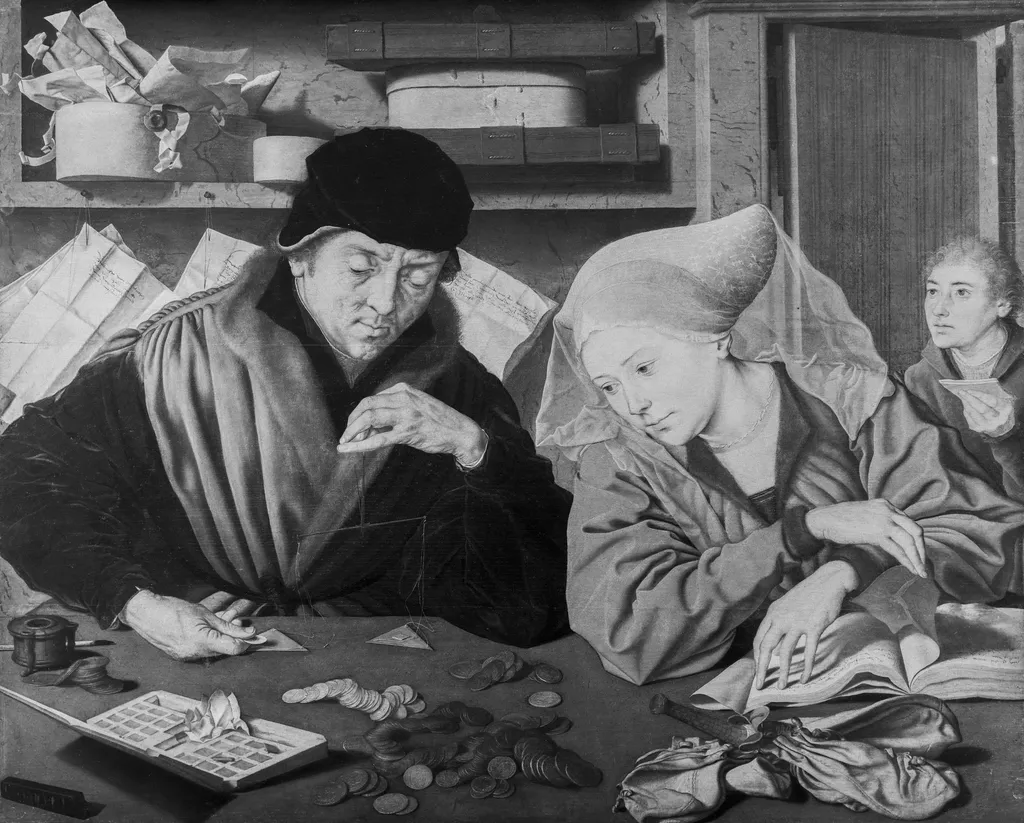 The Money Changer, by Marinus van Reymerswaele, paint, 1528