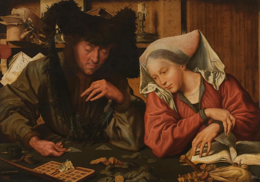 The Moneychangers, by Marinus van Reymerswaele, oil, 1525