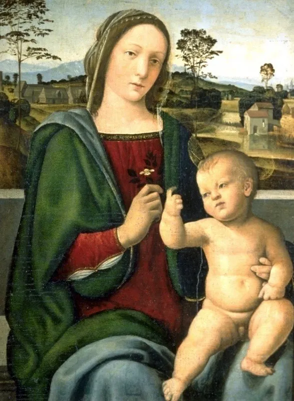 Madonna and Child, by Mariotto Albertinelli, paint, 1498