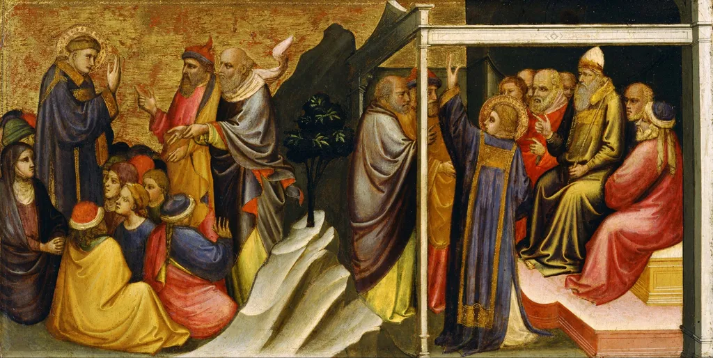 Predella Panel Representing the Legend of St. Stephen: St. Stephen Preaching, by Mariotto di Nardo, unspecified, 1408