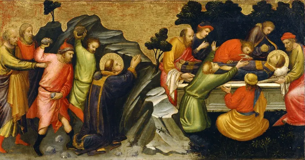 Predella Panel Representing the Legend of St. Stephen: The Stoning of St. Stephen, by Mariotto di Nardo