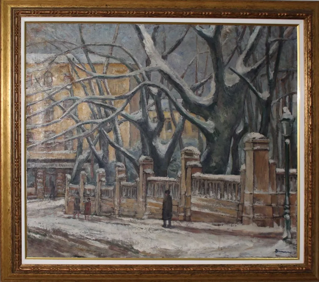 Peisaj de iarnă (Strada Sf. Ionică), by Marius Bunescu, 1931