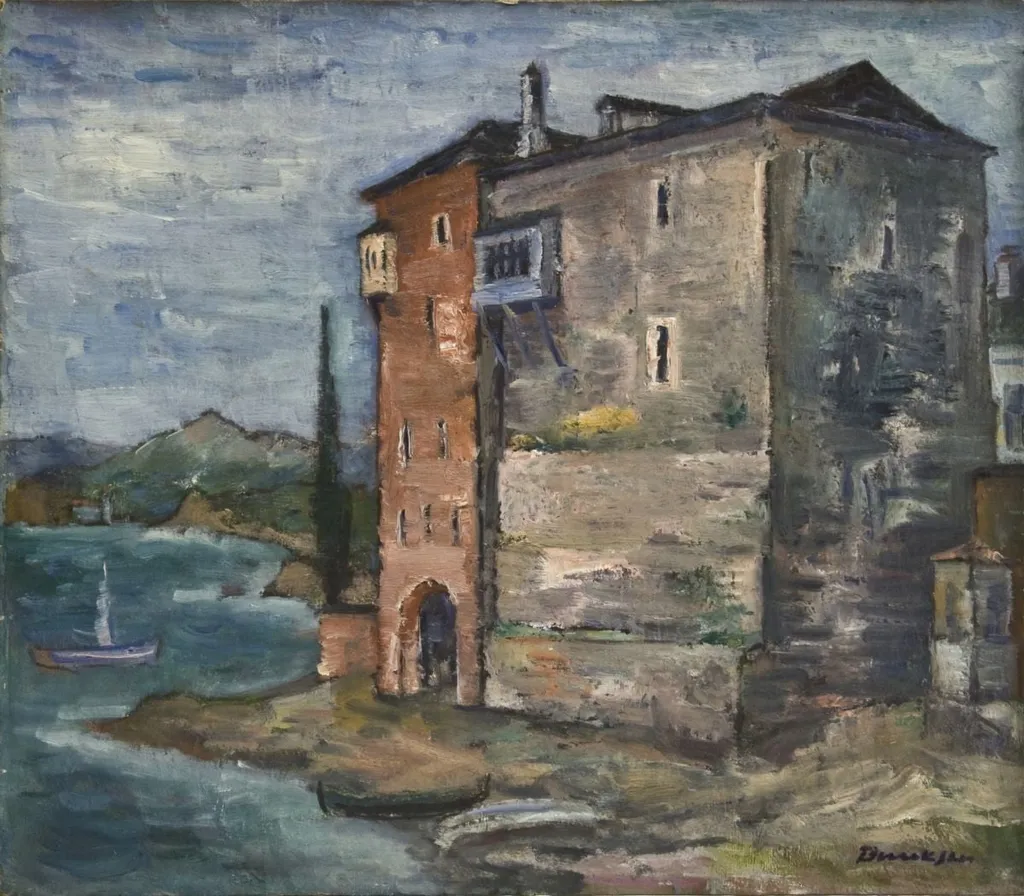 Peisaj (Mânăstirea Xenophon), by Marius Bunescu, 1949