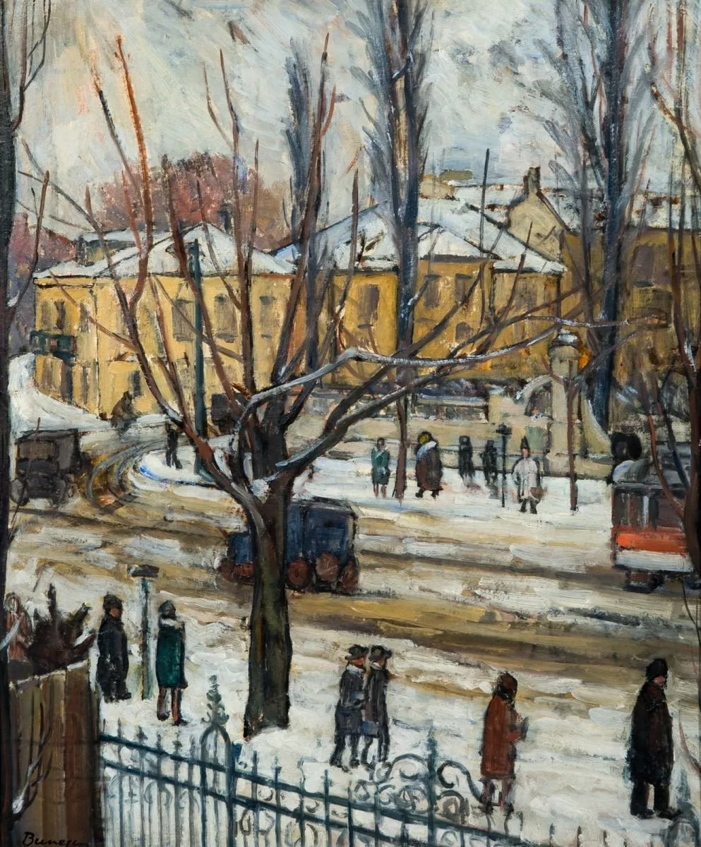 Vedere din București, iarna (Bulevardul Brătianu), by Marius Bunescu, 1927