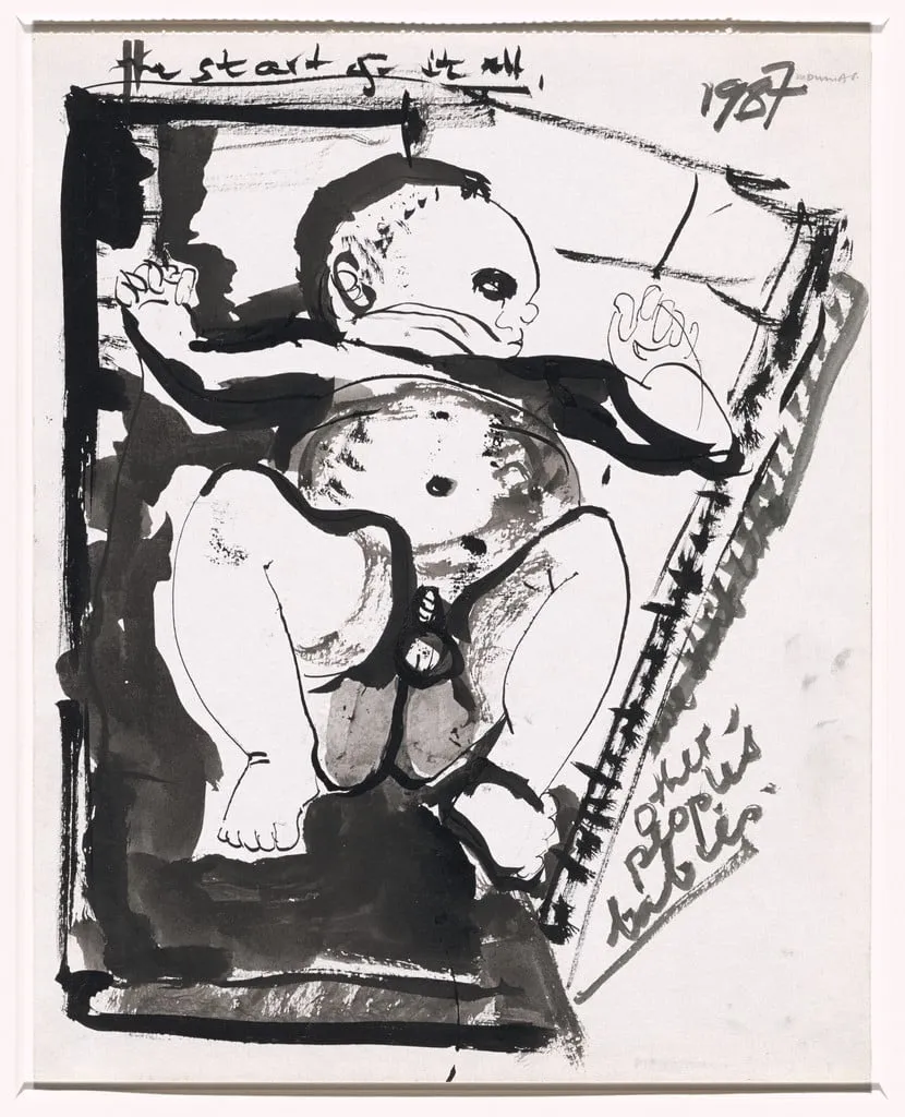 Untitled, by Marlene Dumas, watercolor, 1987