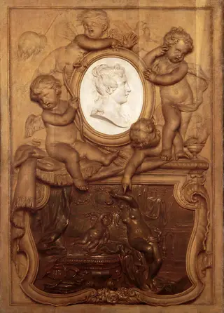Trompe l’oeil: Basrelief mit Amor und Psyche
