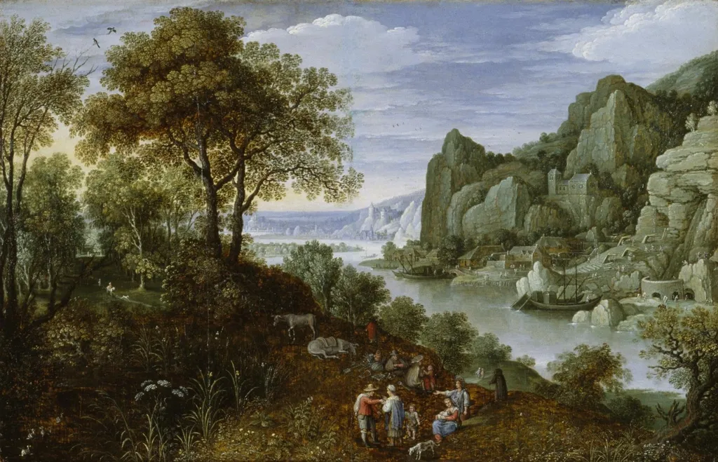 Mining Operations along a River, by Marten Ryckaert, oil, 1620