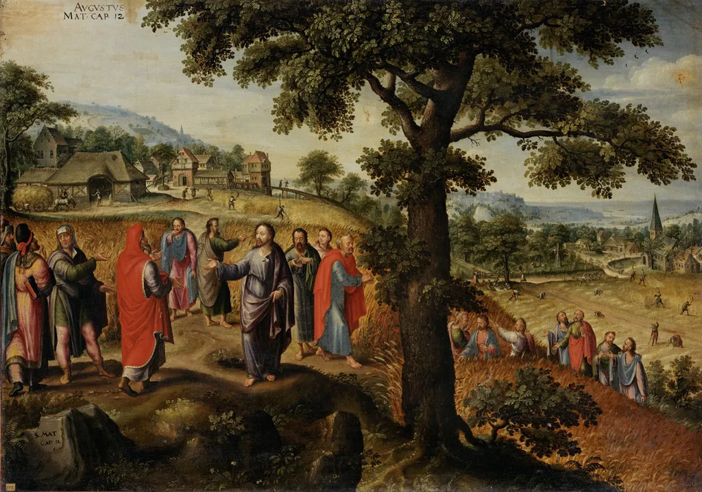 Christ defends the plucking of the ears of grain on the Sabbath (August), by Marten van Valckenborch, oil, 1593