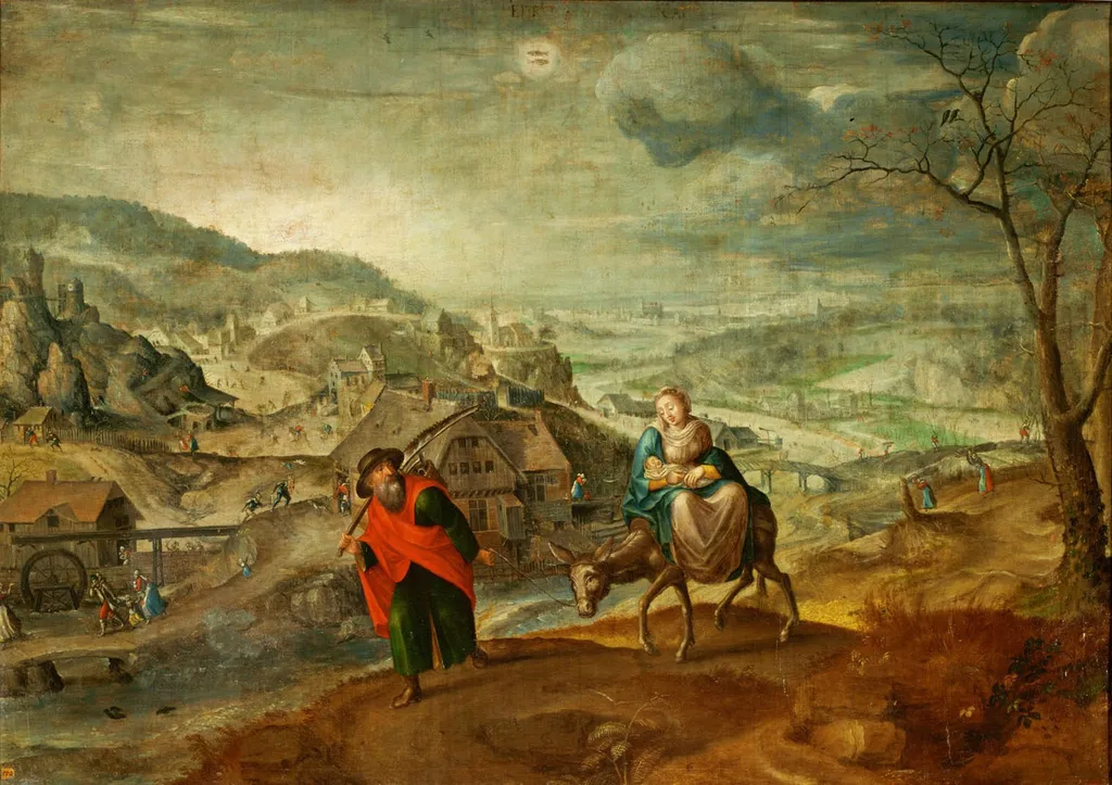 Flight into Egypt (February), by Marten van Valckenborch, oil, 1593