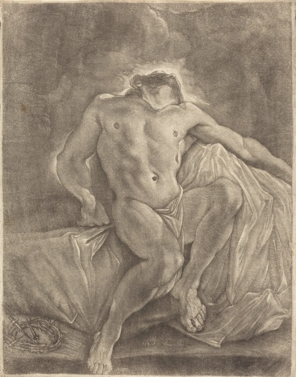 The Dead Body of Christ, by Martial Desbois, ink, 1690
