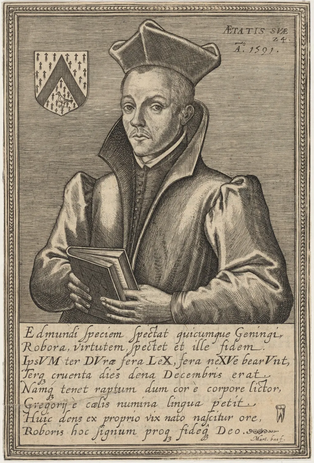 Edmund Geninges, Catholic Priest, by Martin Baes, ink, 1614