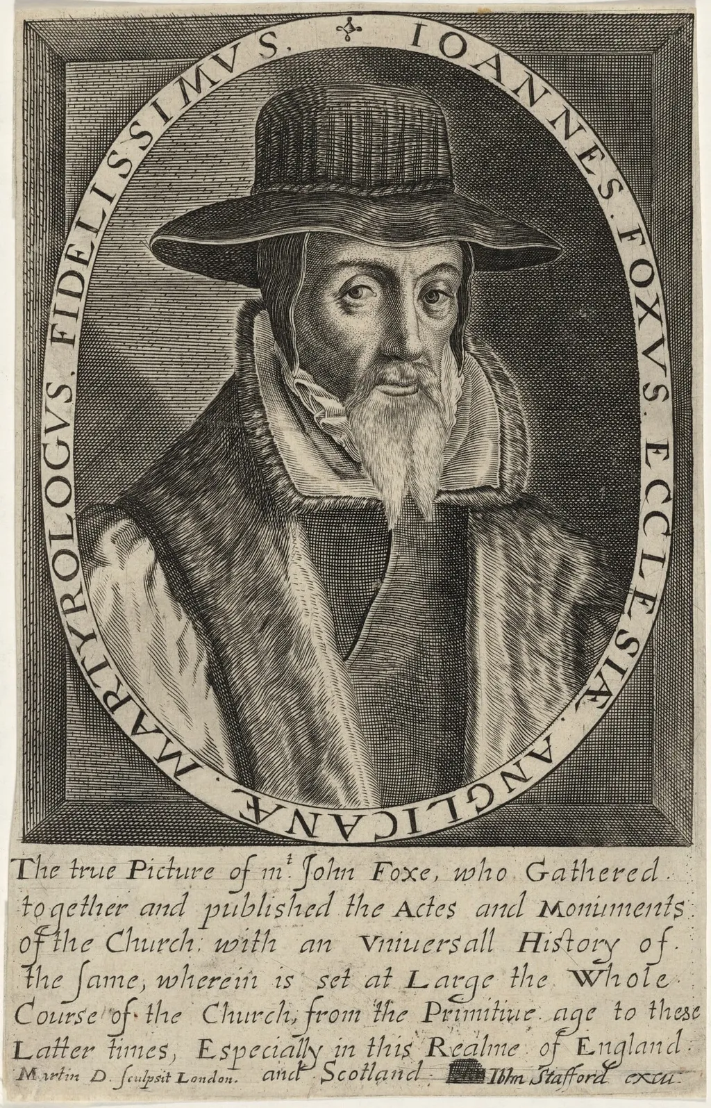 John Foxe, Author of Book of Martyrs, by Martin Droeshout, ink, 1610