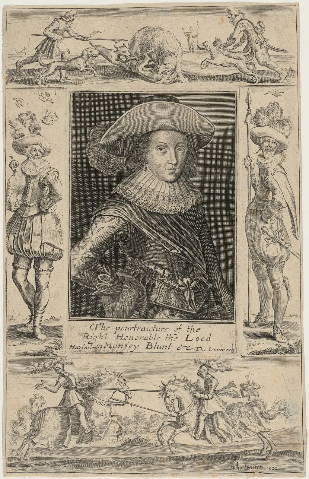 Mountjoy Blount, First Earl of Newport, by Martin Droeshout, ink, 1610