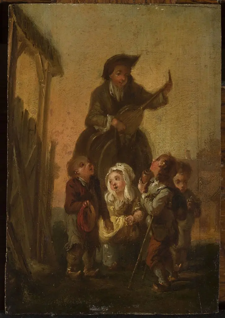 Musician among children, by Martin Drolling