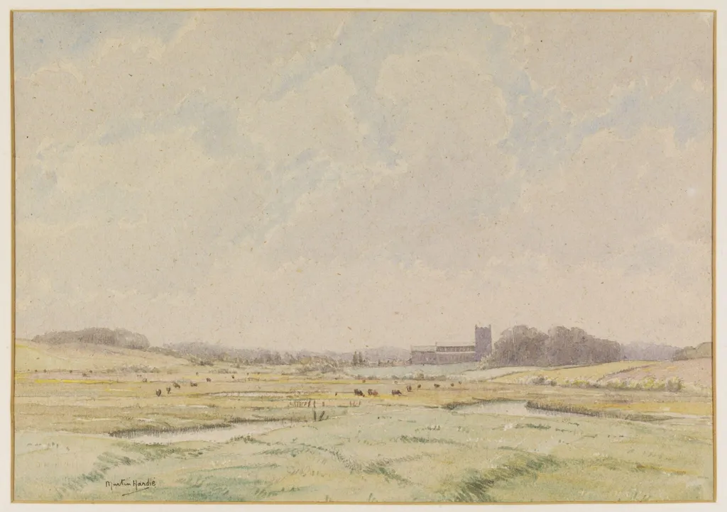Wiverton Church, from Clay, by Martin Hardie, watercolor, 1936