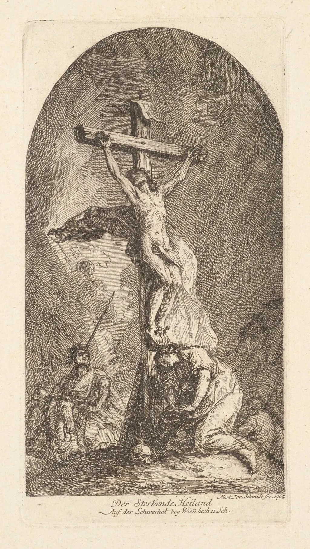 Christ on the Cross, by Martin Johann Schmidt, ink, 1764