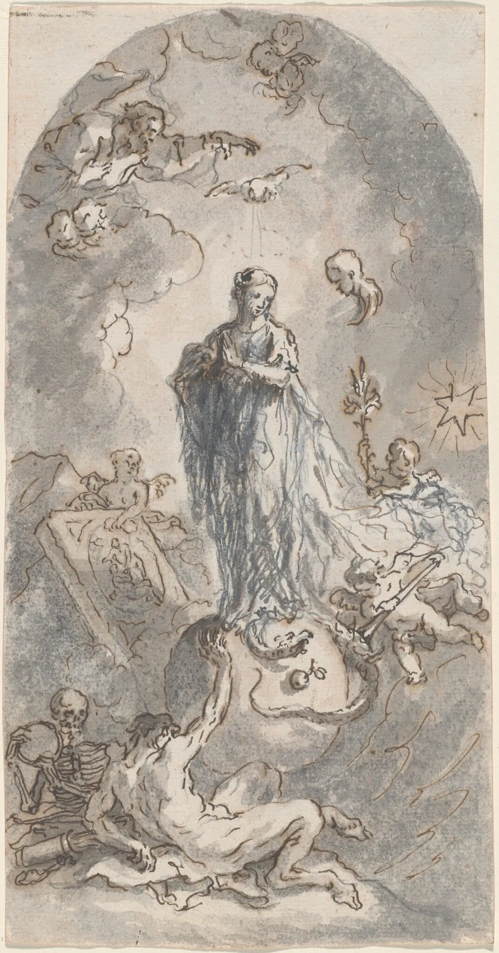 The Virgin of the Immaculate Conception (recto), by Martin Johann Schmidt, ink, 1764
