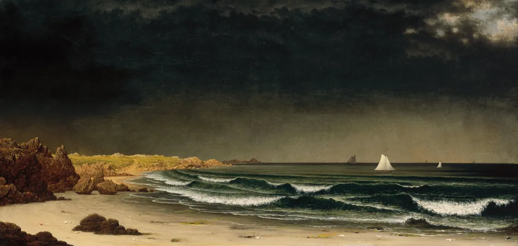 Approaching Storm: Beach near Newport, by Martin Johnson Heade, oil, 1861