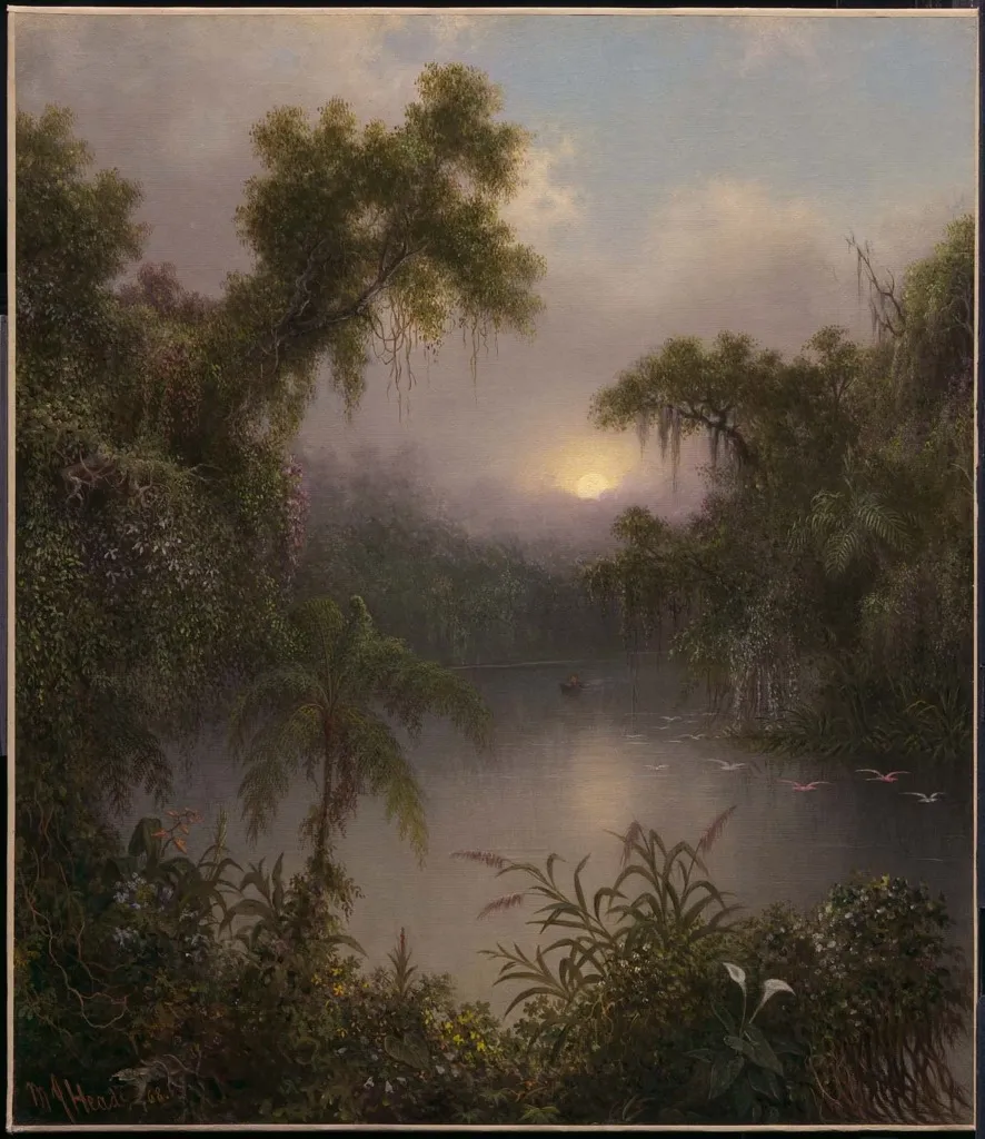 South American River, by Martin Johnson Heade, oil, 1868