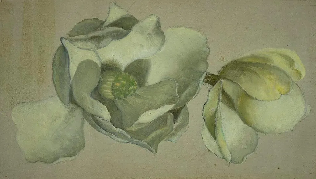 Study of Two Magnolia Blossoms, by Martin Johnson Heade, unspecified, 1870