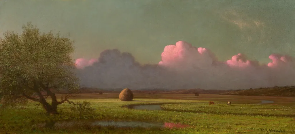Sunlight and Shadow: The Newbury Marshes, by Martin Johnson Heade, oil, 1873