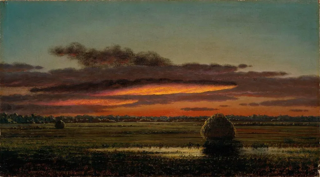 Sunset over the Marshes, by Martin Johnson Heade, oil, 1896