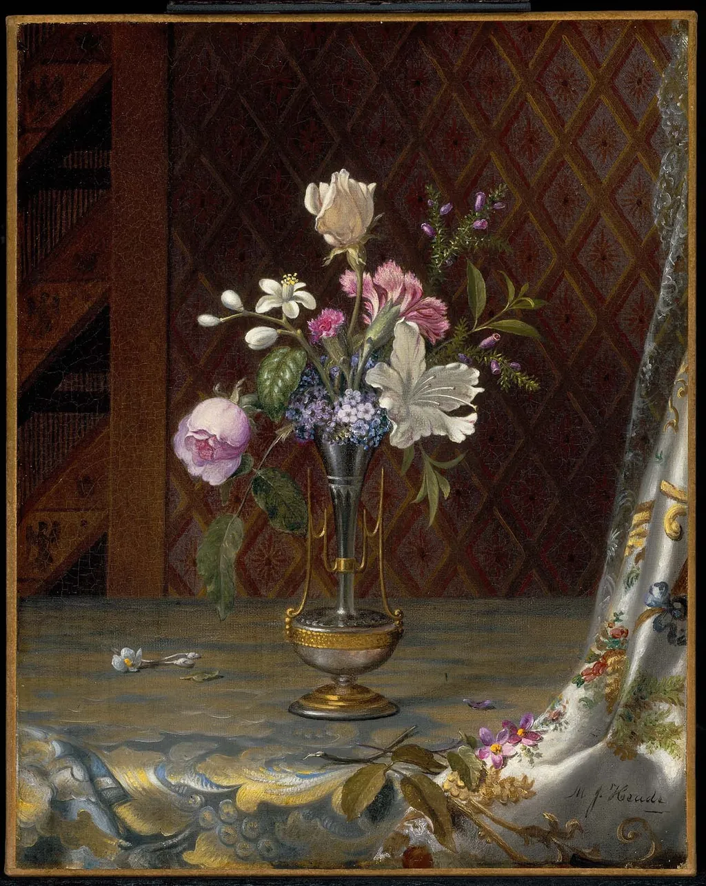 Vase of Mixed Flowers, by Martin Johnson Heade, oil, 1872