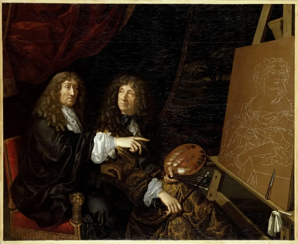Henri and Charles Beaubrun making the portrait of Queen Marie-Thérèse, by Martin Lambert