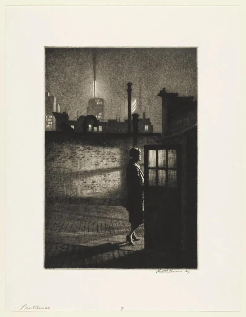Untitled, by Martin Lewis, ink, 1931