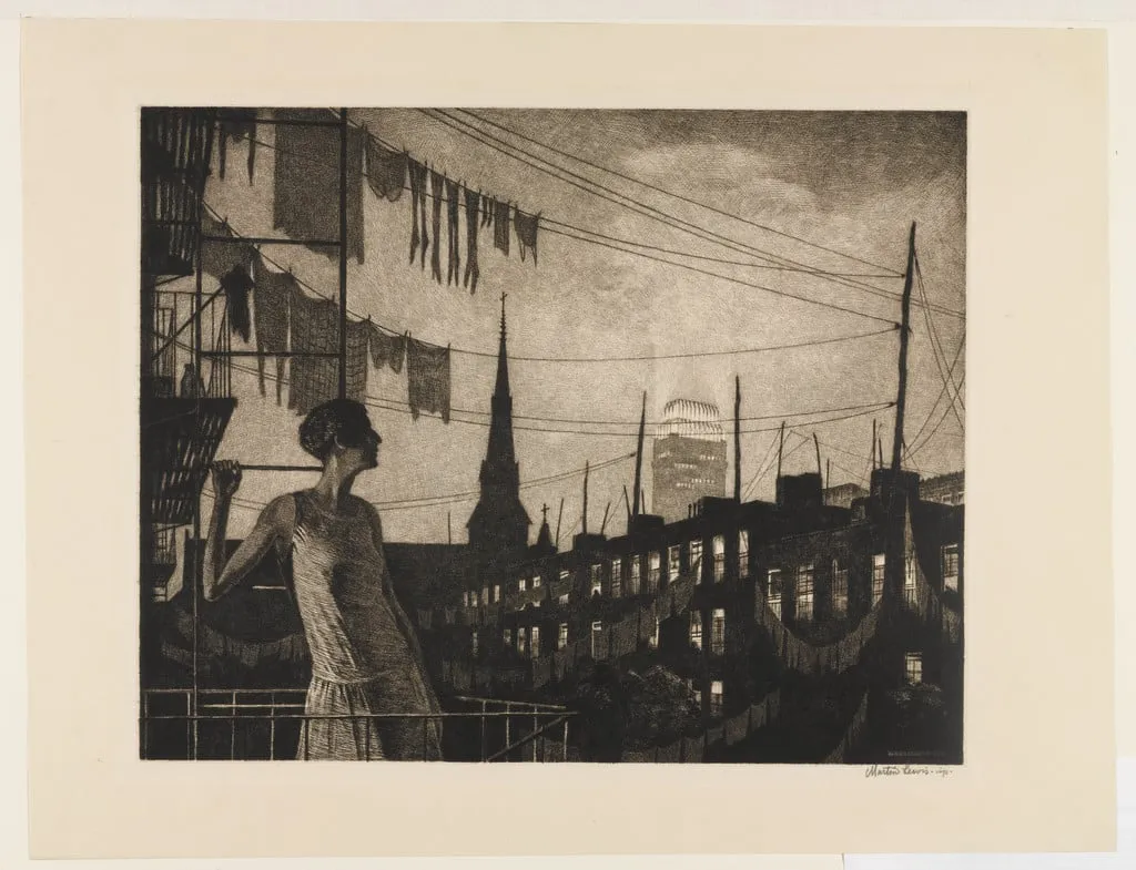 Untitled, by Martin Lewis, ink, 1929