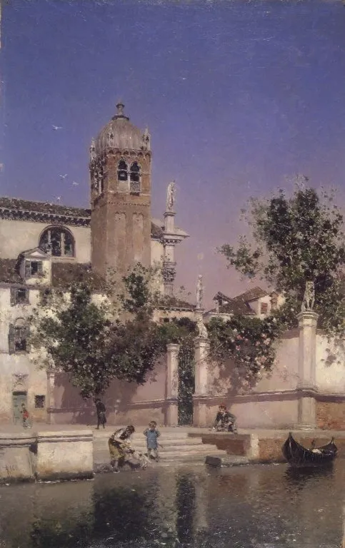A Canal in Venice, by Martín Rico, oil, 1850