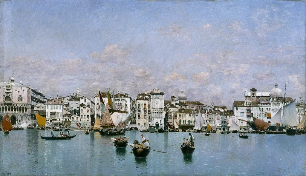 The “Riva degli Schiavoni” in Venice, by Martín Rico, oil, 1873