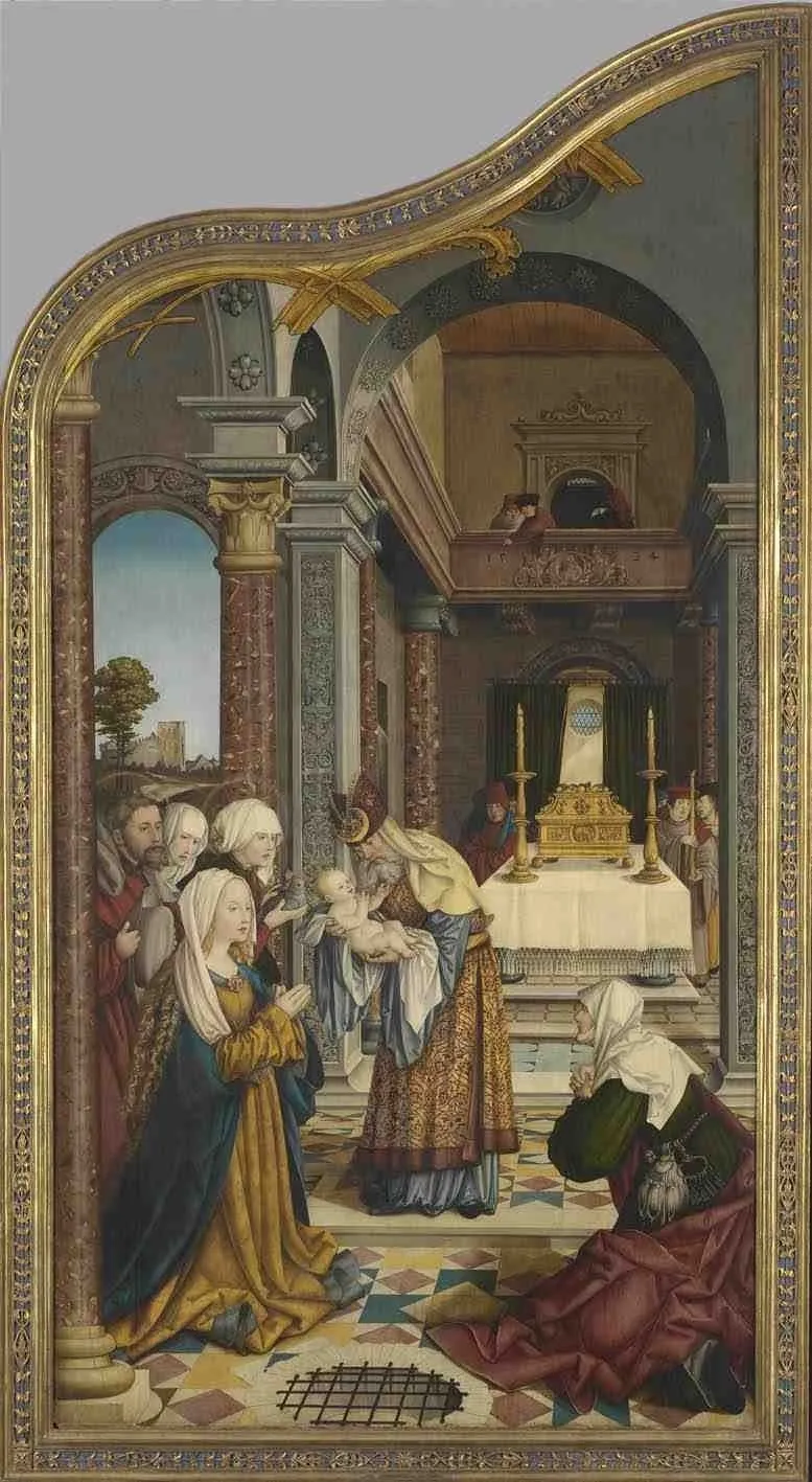 Wettenhauser Hochaltar: Darbringung im Tempel Rückseite: ehemals Relief mit Anbetung der Hirten, by Martin Schaffner, unspecified, 1523