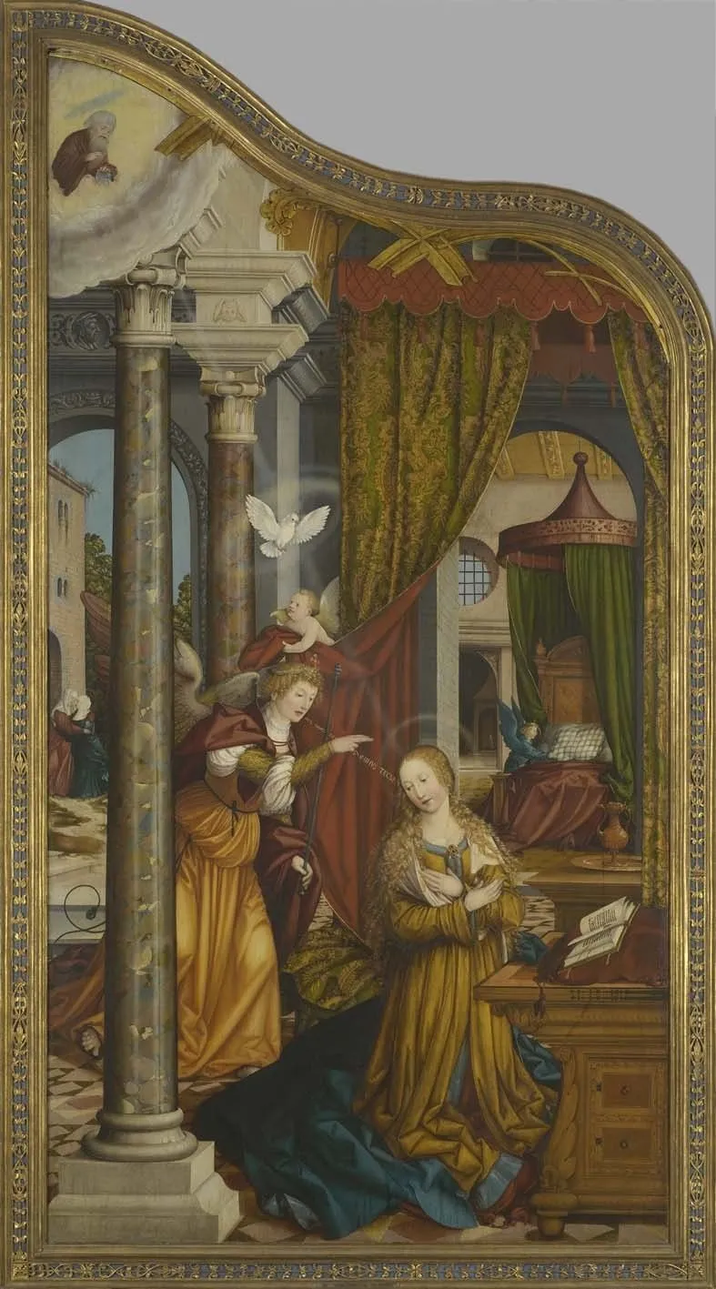 Wettenhauser Hochaltar: Verkündigung an Maria Rückseite: Abschied Christi (linke Hälfte), by Martin Schaffner, unspecified, 1523