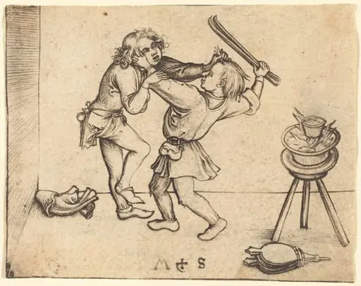 Apprentices Fighting, by Martin Schongauer