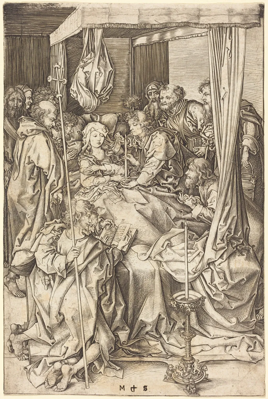 Death of the Virgin, by Martin Schongauer, ink, 1472